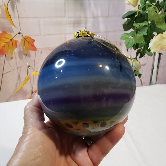 Inside Painted Glass Christmas Ornament Victorian Style Children on Sled Ball - Picture 5 of 9